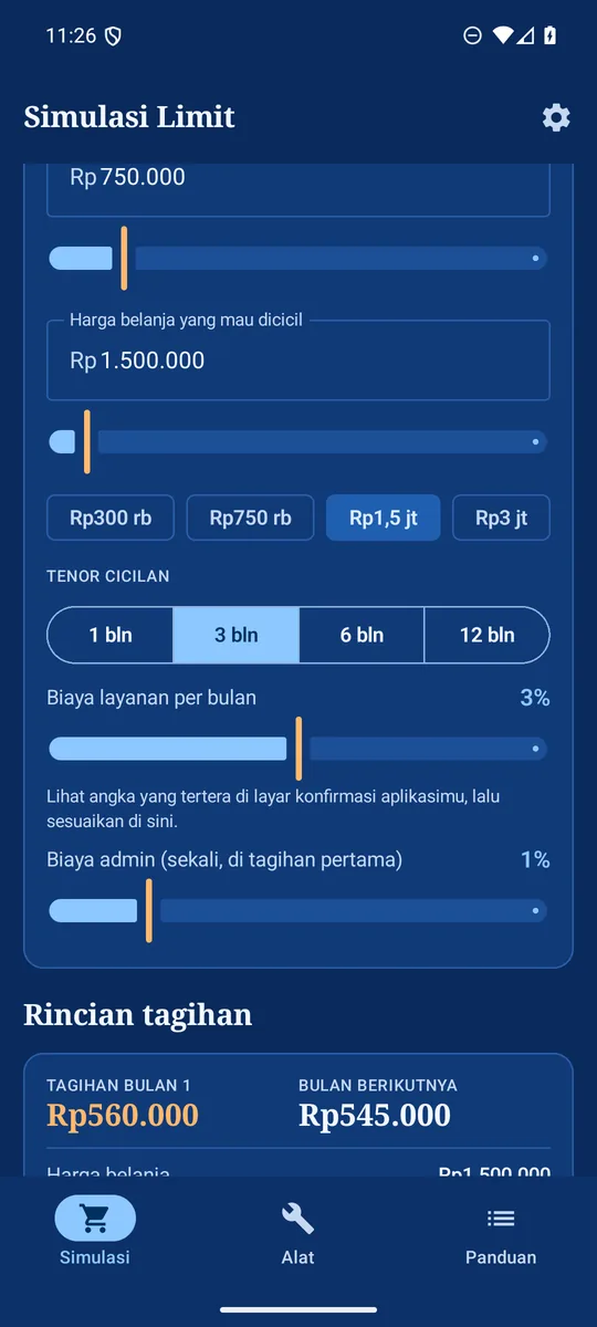 Atur limit, harga, dan tenor